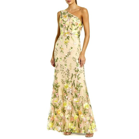 Mac Duggal $598 Embroidered Floral One Shoulder Formal Gown Dress Sz 2 NWT - Picture 1 of 9